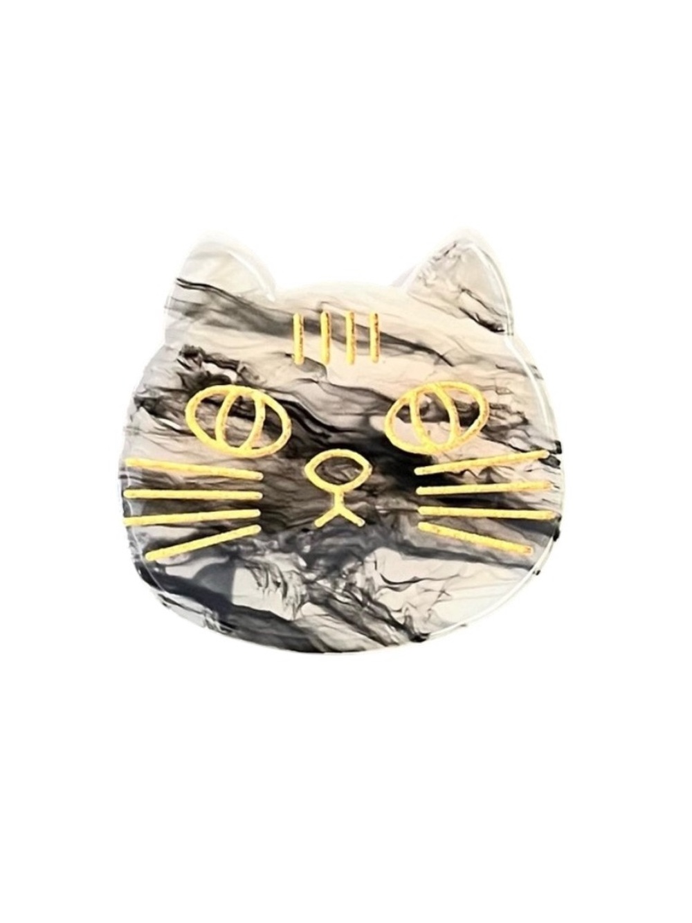 Gray & Silver Cat Kitten Kitty & Metallic Gold 1.5" Small Lobster Claw Hair Clip